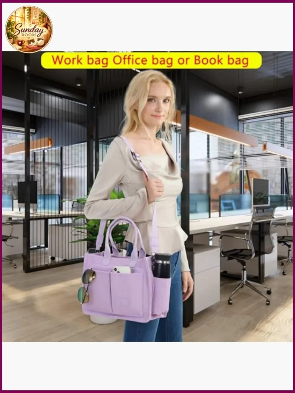 Canvas Tote Bag Large Laptop Work Bag Crossbody Shoulder Purse Travel